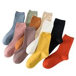 TeenFighter 10 Pairs of Comfortable Casual Cotton Socks for Women, Crew Size, Solid Color Stretch Socks for Girls, Multicolor-candy, 6-12