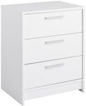 Prepac Studio Essentials Bedside, Nightstand for Bedroom, End Table with 3 Drawers, 16" D X 21.25" W x 26.25" H, White
