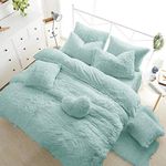 Teddy Bear Fleece Fitted Sheet Plain Thermal Winter Warm Soft Sherpa Cozy Bed Linen Bedding EXTRA DEEP 30CM SNUG FIT 12" inch Mattress Depth (Duck Egg, King 12"/30cm Fitted Sheet)