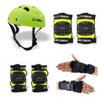 JJ JONEX Skating Guard, Protective Skating Guard Kit | Skate, Cycling Protection Set | Multi Sport Gear for Children Age 5-16 Years, Helmet Elbow Guards Knee Caps & Hand Gloves,Green Size M