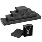 Kurtzy Black Jewellery Gift Box Set (12 Pack) - Small Gift Boxes for Jewellery - Empty Ring Boxes - 9x7x3cm/3.5x2.7x1.1 Inch Necklace/Bracelet Boxes