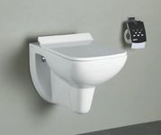 B BACKLINE Ceramic Wall Mount Commode Western Toilet/Commode/EWC/European Commode With Soft Close Seat Cover For Bathrooms P Trap Outlet Is From Wall (Wall Mounted, Enigma)