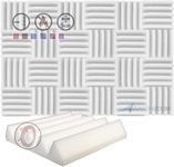 Arrowzoom 24 Acoustic Panels Wedge Sound Absorbing Acoustic Treatment Decorative Tiles 25x25x5cm Recording Studio Noise Cancellation Acoustical 500-8000Hz Foam Padding Fire Retardant Pearl White 1134