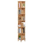 Revolving Bookshelf,Creative 360 Display Rotating Bookcase,Reinforced Rotating Chassis,Media display rack tower, Modern & Design, Office,Bedroom,Pine Wood,Number of Tiers 3-6 (6 Number of Tiers)