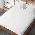 Giselle Bedding Single Mattress Protector, Bed Sheets Cover Waterproof Bamboo Protectors Home Bedroom Furniture, Hypoallergenic Breathable Washable Antibacterial Covers White