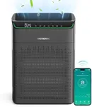 MORENTO Air Purifiers for Home Large Room Up to 1290 ft² with PM 2.5 Air Quality Monitor, Wi-Fi and Alexa compatible, HEPA Auto Mode Double-sided Air Inlet for Smoke and Odor, 23db, MR5866, Black