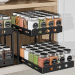 ZDDLOINP Spice Rack Organizer for Cabinet, Pull Out Spice Rack 2 Tier, Adjustable Height, Heavy Duty Sliding Spice Rack Fits Spices, Sauces, Canned Food, W9.6*L10.8*H9.2 Inch