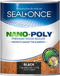 SEAL-ONCE Nano+Poly Ready Mix Penetrating Wood Sealer & Stain with Polyurethane (Black) - Water-Based, Low-VOC, Waterproofing for Decks, Fences, siding & Log Homes. … (1 Gallon)