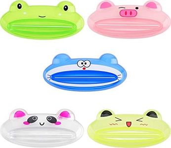 Pasow Cartoon Animal Plastic Frog Cat Panda Pig Shaped Toothpaste Cream Squeezers (5 pcs Mix Designs)