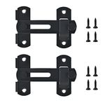 TMBMLPP Sliding Barn Door Lock, 2 Pack Black Stainless Steel Gate Latches, Flip Latch Safety Door Bolt, Garage Door Locks,Latch Lock, for Wine Cabinet, Outdoor, Garage, Window, Garden, Closet Door