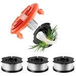 HASTHIP® 4Pcs Grass String Trimmer Wire/Weed Eater String for BLACK+DECKER Replacement, 30Ft Nylon Weed Trimmer Line Spool - BLACK+DECKER Wire/Spool for Grass Cutter Accessories with Spring & Cap