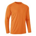 Rdruko Long Sleeve Running Top Men Breathable Running Sport Gym Hiking Shirt Quick Dry UV Sun Protection Fishing T Shirts Orange L