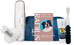 RADIUS Organic Pet Deluxe Oral Care Kit Canine Toothbrush With Organic Canine Toothpaste White Toothbrush Holder Clear Critter Case Blue Travel Bag, 1 Count