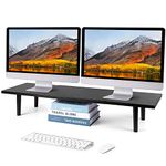 LOTEYIKE Dual Monitor Stand for 2 Monitors, Large TV Riser with Adjustable Length Desk Shelf Organizer, Computer Monitor Stand for Desktop, Computer,Laptop,Screen,Printer (Black Color)