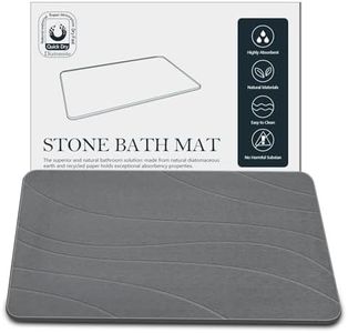 Heyolo Stone Bath Mat Diatomaceous Earth Bath Mat 60x39cm Non-Slip Super Absorbent Bath Mats for Bathroom Quick Drying Diatomite Stone Shower Mat for Kitchen Bathtub, Easy to Clean, Gray