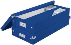 Snap-N-Store CD Storage Box - Pack of 1/2 - Durable Disc Holder with Lid to Store for Discs (2 Pack - Cassette, Classic Blue)