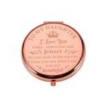 Valentines Day Gifts for Daughter Compact Mirror for Her Daughter Teen Girls Daughter-in-Law Wedding Birthday Christmas Stocking Stuffer Graduation Mother'S Day Rose Gold Pocket Mirror for Female