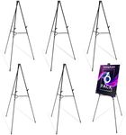 Falling in Art 66" Aluminum Display Easel Stand, Presentation Stand with Adjustable Height for Signs, Posters, and Whiteboards, Black 6 Pack
