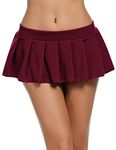 FEEL THE RISE Women's Sexy Role Play Pleated Mini Lingerie Skirt for Hot and Sexy Nights Honeymoon (Small, Wine)