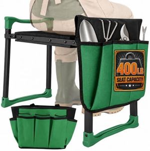 Bluepro Foldable Garden Kneeler and Seat, 400 lb Capacity, 2 Tool Pouches | 2-in-1 Reversible Design, Anti-Tip Base, Double-Sided Welded Joints, Easy-Grip Side Handles, Folds Flat, Tools Not Included
