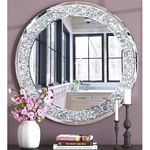 Biznest Large Jewel Round Wall Mirror Loose Diamante New Crystal Decor Mirror Gift 60Cm