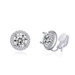 QUKE 8mm Shining Cubic Zirconia Crystal Round Clip On Earrings Non Pierced Jewellery Elegant Stud For Women Girls