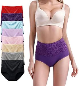 YOULEHE Women's High Waist Knickers Ladies Cotton Briefs Underwear Full Coverage Soft Breathable Panties Multipack, 8 Pack-h01, L