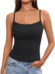 Trendy Queen Womens Summer Black Tank Tops 2025 Camisole Spaghetti Strap Sleeveless Y2k Cute Teen Girls Square Neck Crop Going Out Shirts Clothes Outfits Basic Workout Gym Casual XL