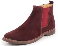 FAUSTO FST 3941 CHERRY-45 Men's Cherry Suede Leather Outdoor Everyday High Ankle Classy Chelsea Boots (11 UK)