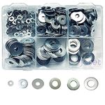 Jaset Innovations Hardware Plain Flat Washers – 3mm to 10mm – White Zinc Plated Assortment Kit – 320 Pieces