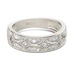 Jeulia 925 Sterling Silver Rings Milgrain Round Cut Women's Band Anniversary Promise Rings with Jewelry Box for Her Women Girls (K-1/2) (Silver, N-½)