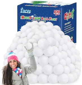 Luces 100 PCS Fake Snow Balls, Plush Indoor Snow Ball Fight Set, Soft Winter Game Balls for Outdoor Indoor, Christmas Tree Decorations DIY Accessories Parent-Child Interaction