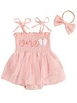 ZZLBUF Baby Girl Summer Clothes 1st Birthday Outfits Newborn Infant Sleeveless Butterfly One Romper Dress with Headband (Pink, 9-12 Months)