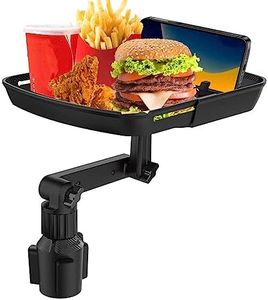 Kelofam Larger Cup Holder Tray, 10 inch Car Food for Eating, Detachable 3 in 1 Expander and 360 Rotating Table with Phone Road Trip Essentials, Black