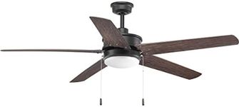 Progress Lighting P2574-8030K Protruding Mount, 5 Toasted Oak Blades Ceiling fan with 18 watts light, Forged Black