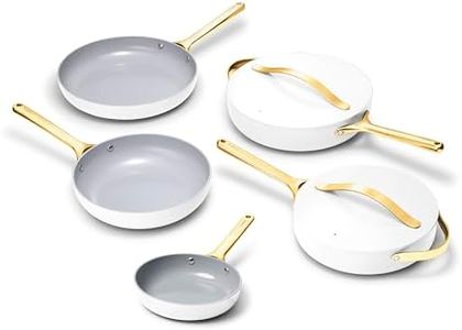 Caraway 8in + 10in Fry + 12in Fry Set (no lids) + 3Qt+ 4.5Qt Saute Duo White