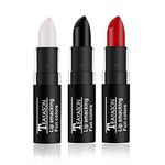 CAHIUYOA 3PCS Clown Makeup Cream Black White Red Face Body Paint Stick,Professional Joker Zombie Vampire Skeleton SFX Cosplay Halloween Makeup