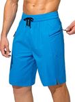 Men's Swim Trunks Quick Dry Board Shorts with Zipper Pockets Beach Shorts Bathing Suits for Men - No Mesh Liner(Lake Blue,4XL)