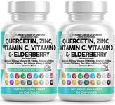 Quercetin 1000mg Zinc 50mg Vitamin C 1000mg Vitamin D 5000 IU Bromelain Elderberry - Immune Defense Support Supplement Adults w Artemisinin, Sea Moss, Echinacea, Garlic Allergy Relief (2pack)