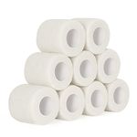 SEADESKY 9 Rolls Self Adherent Cohesive Bandages 5cm x 4.5m Self Adhesive Bandage Pet Vet Wrap Elastic Athletic Sports Tape for Wrist Ankle Wrap Tape Non-Woven (White)