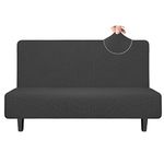 Easy-Going Stretch Sofa Slipcover Armless Sofa Cover Furniture Protector Without Armrests Slipcover Soft with Elastic Bottom for Kids, Spandex Jacquard Fabric Small Checks(futon,Dark Gray)