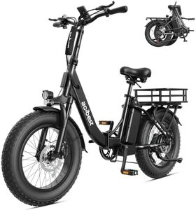 ACTBEST Mars Plus Foldable Electric Bike for Adults-1800W Peak Motor, 20"×4.0" Fat Tire Step-Through Folding Ebike with 48V 20Ah 960Wh Large Removable Battery, Up to 85+ Miles Range(Rear Basket)
