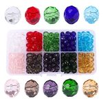 Lumeiy 8mm Briolette Crystal Glass Beads for Jewelry Making,Crystal Spacer Beads Faceted Glass Beads Beads Assorted Colors with Container Box(300pcs)