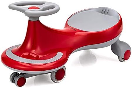 BABY JOY Wiggle Car for Kids, Swing Car with LED Flashing Wheels, No Batteries, Gears or Pedals, Uses Twist, Turn, Wiggle Movement to Steer, Ride-on Toy for Boys Girls 3 Year Old and Up (Red & Grey)