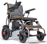 UJQNBM Electric Wheelchair for Adults Lightweight Foldable Power Wheelchairs, All Terrain Motorized Wheelchair with One-Click Mute Function and SOS Alert Button, 9 mi Cruise Range, Airline Approved