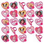 DecoPac Barbie Be The Future Rings, Pink Heart Shaped Cupcake Decorations Featuring Barbie and her Friends For Birthday Party And Celebrations - 24 Pack