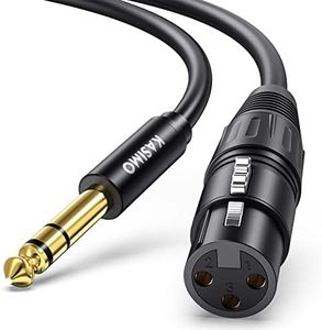 KASIMO Cable XLR 5m Hembra a 6,35 mm Jack estéreo, TRS equilibrado 1/4 a XLR Balanceado, cable micrófono para Micrófono, Altavoz, Amplificador, Guitarra, Escenario, etc