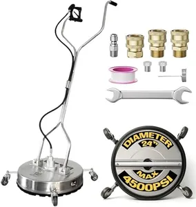 EDOU Direct Dual Handle Pressure Washer Surface Cleaner 24" with Wheels | Stainless Steel | Heavy Duty | 4,500 PSI Max Working Pressure | Includes: 3/8" Quick Connector Kit, Teflon Tape