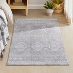 SONGMICS HOME Area Rug, 3x5 ft Rug for Bedroom, Non-Slip Carpet, Home Decor, for Living Room, Machine Washable, Boho Style, Dove Gray UTAR021G01