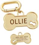 MEMOPAW Dogs ID Tags Personalized Front and Back Engraving Brass Bone Shape Large..